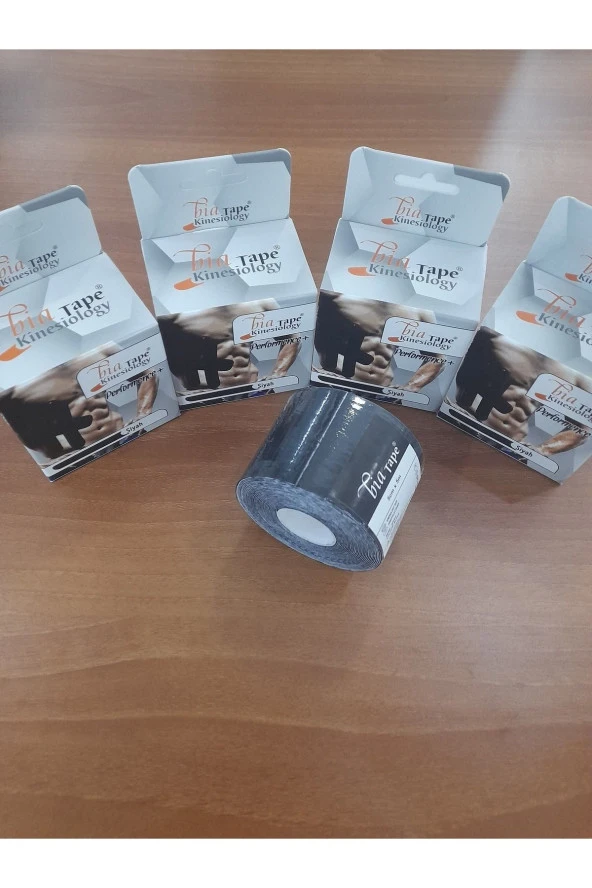BİATAPE Bia Tape Ağrı Bandı Siyah Renk 5cm X 5m Kinesio Bantı 4 Adet ürün görseli 1