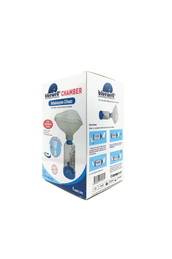 BLUEWELL Chamber Aerochamber Inhalasyon Cihazı Mavi 5 Yaş Ve Üstü ürün görseli 1