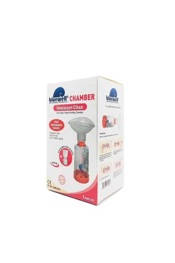 BLUEWELL Chamber Aerochamber Inhalasyon Cihazı Kırmızı 0-18 Ay ürün görseli 1