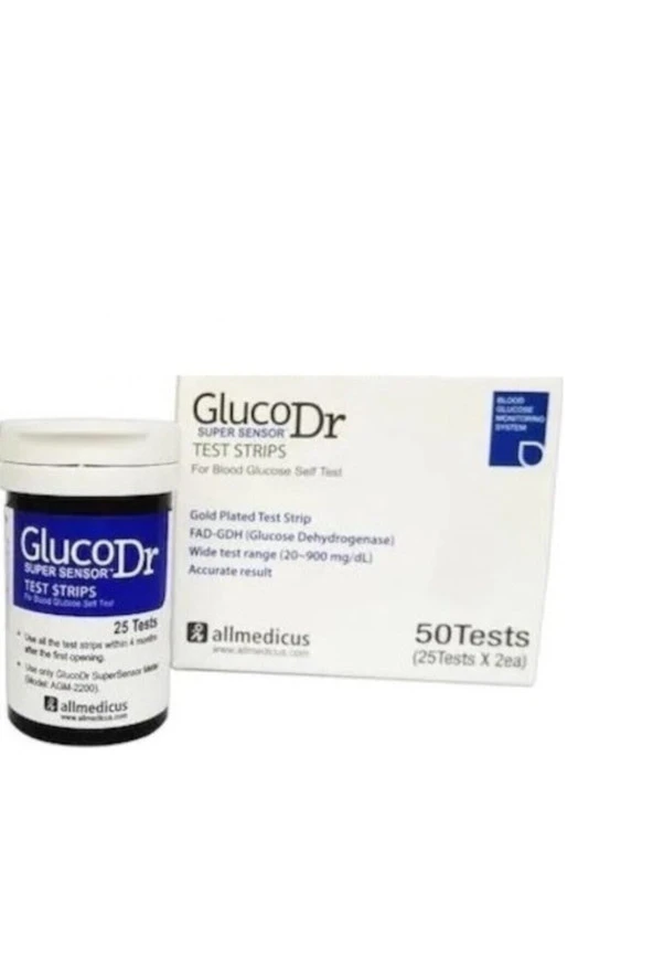 GLUCO DR 50li 1 Kutu Şeker Stribi Glucodr Süper Sensör Strip ürün görseli 1
