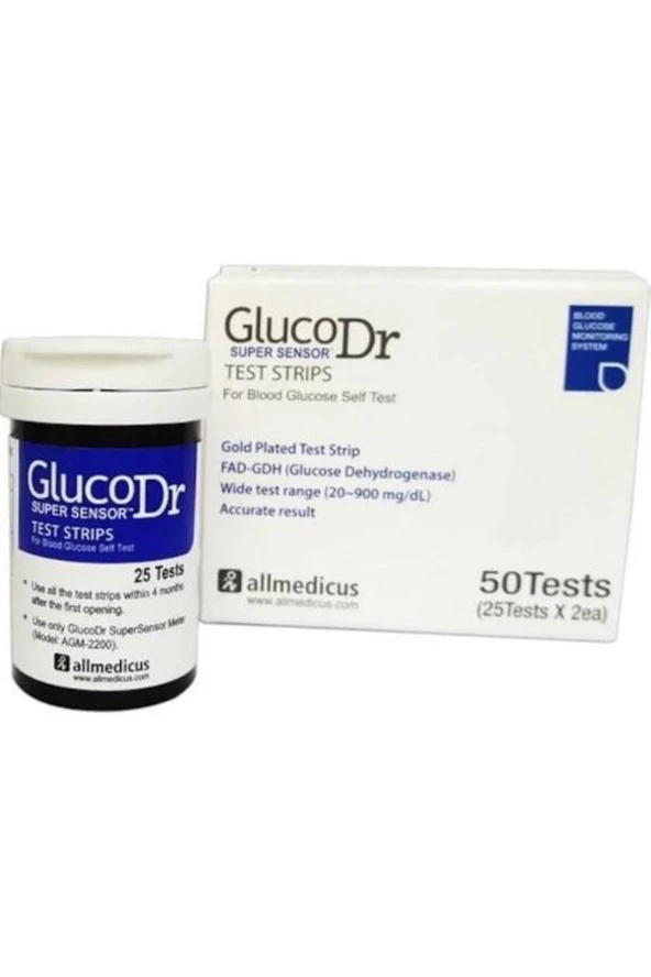 GLUCO DR 50 Adet Şeker Çubuğu Şeker Stribi Glucodr Strip ürün görseli 1