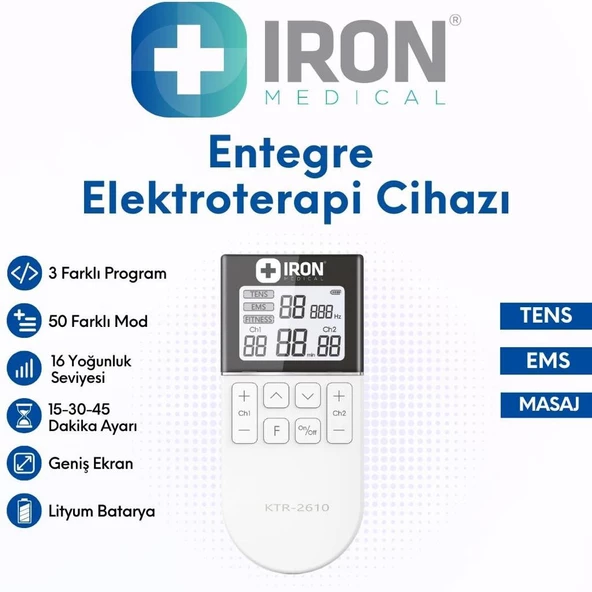 IRON KTR2610 TENS  EMS MASAJ CİHAZI ENTEGRE ELEKTROTERAPİ  BATARYALI ürün görseli 1