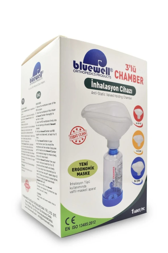 BLUEWELL 3'lü Aerochamber Inhalasyon Cihazı ürün görseli 1