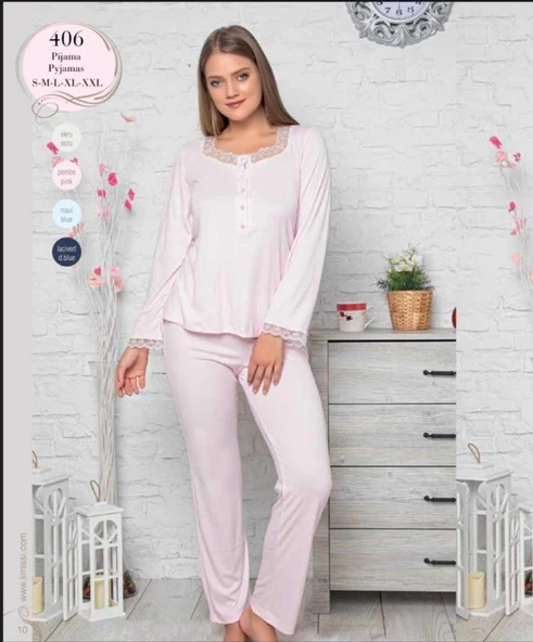 Limissi 406 Ecru  Hamile Lohusa Pijama Takımı ürün görseli 1
