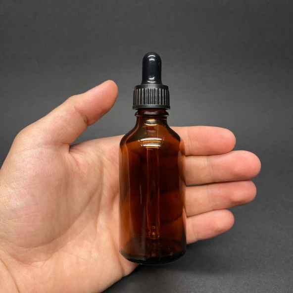 50Ml Kahverengi Cam Damlalıklı Şişe , Siyah Plastik Kapak , 50Cc Amber Cam Damlalıklı Şişe x 6 Adet ürün görseli 1