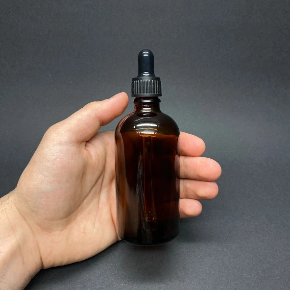 100Ml Kahverengi Cam Damlalıklı Şişe , Siyah Plastik Kapak , 100Cc Amber Cam Damlalıklı Şişe x 6 Adet ürün görseli 1