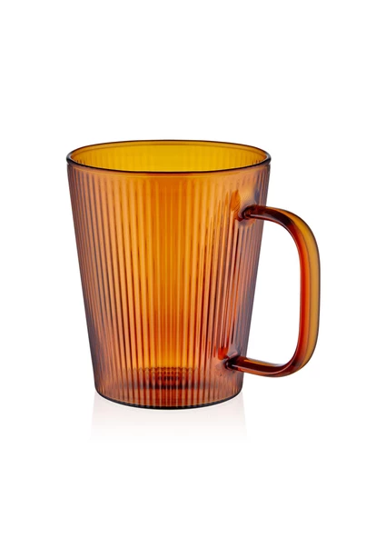 The Mia Striped Borosilikat Cam Kupa Amber 400 ml ürün görseli 1