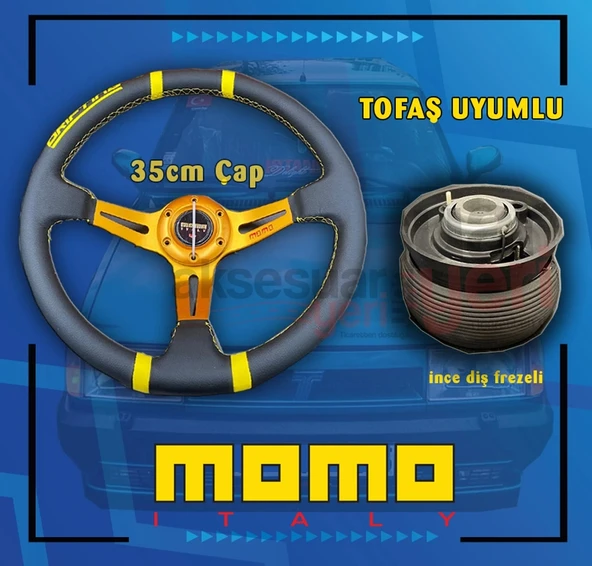 Tofaş Şahin 1997 Üstü Uyumlu 35cm Momo Spor Dierksiyon ve Göbeği İnce Diş Freze Sarı Detaylı ürün görseli 1