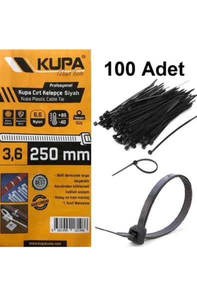 Kupa Plastik Cırt Kelepçe Siyah 3.6 X 250 Mm. - 100 Adet ürün görseli 1
