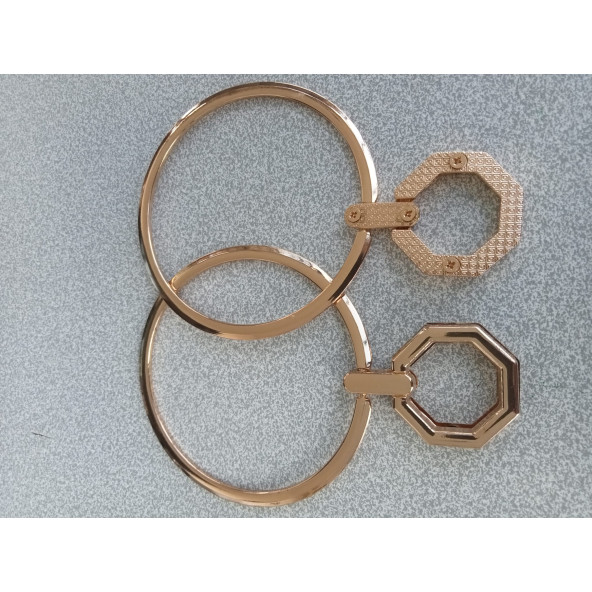 Gold Metal İki Bölümlü Katlanır Çanta Sapı - Resim 3