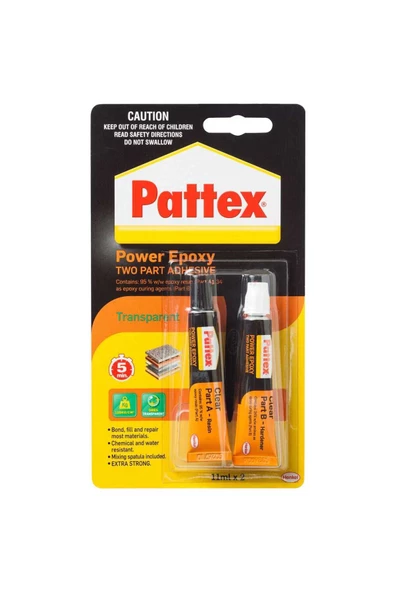 PATTEX GÜÇLÜ EPOKSİ YAPIŞTIRICI ŞEFFAF 2X11 ML ürün görseli 1