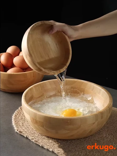 Bambu 3 lü Salata Kasesi, Sunum Kasesi, Dekoratif Kase, İskandinav Kase ürün görseli 1