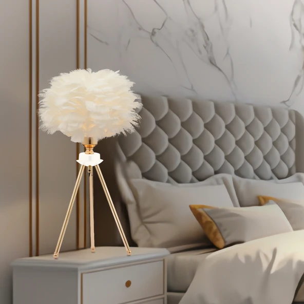 BELİNAY GOLD ABAJUR  Masa Lambası Modern Tasarım -Yatak Odası-Salon Abajur ürün görseli 1