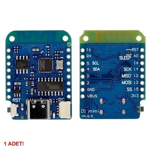 WEMOS D1 Mini V4.0.0 ESP8266 Geliştirme Kartı - USB Type-C ürün görseli 1