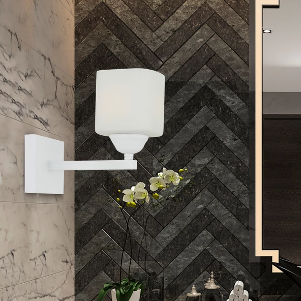 Minel Beyaz Duvar Lambası Yatak Odası-Yatak Başı-Banyo İçin Modern Aplik ürün görseli 1