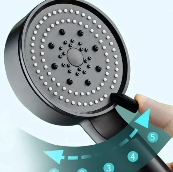 Zhltools 5 Fonsiyonlu Duş Başlığı Siyah - Resim 4