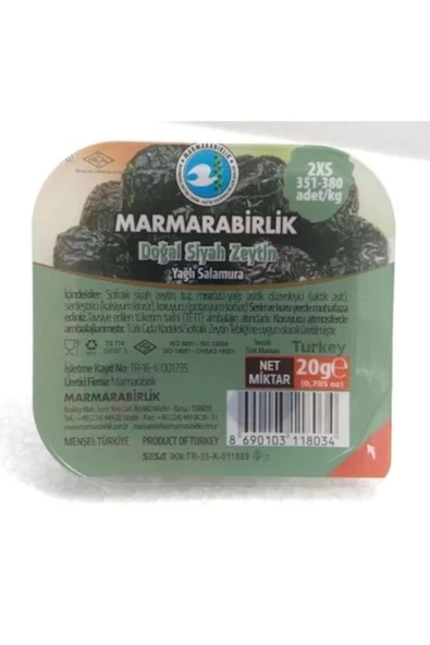 MarmaraBirlik Elit 351-380 Kb 2xs 20 Gr Piknik Zeytin 96 Adet ürün görseli 1