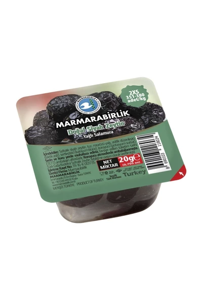 MarmaraBirlik Kahvaltılık Salamura Piknik Siyah Zeytin 20 gram X 12 Adet ürün görseli 1