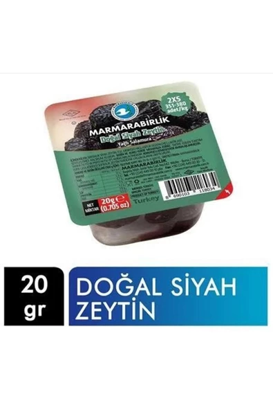 MarmaraBirlik Kahvaltılık Salamura Piknik Siyah Zeytin 20 Gram X 24 Adet ürün görseli 1