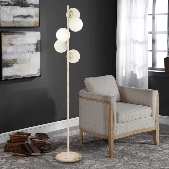 Uzel 5Li Beyaz Patinalı Modern Tasarım Metal Lambader ürün görseli 1