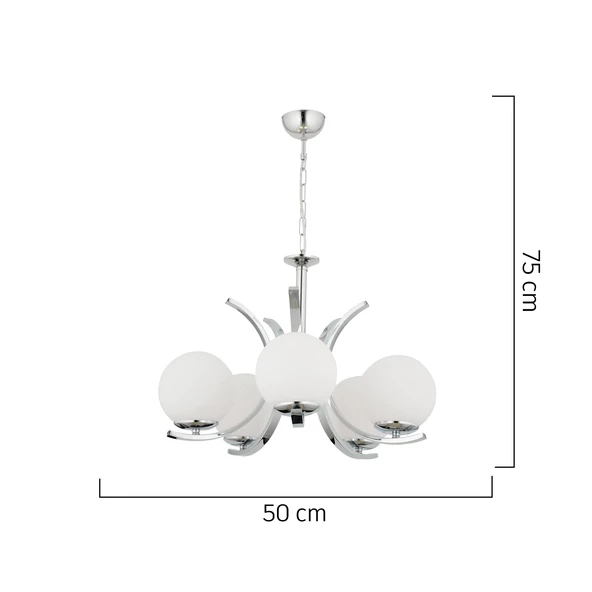 Plüton 5'Li Krom Modern Mutfak Salon Avize - Resim 5