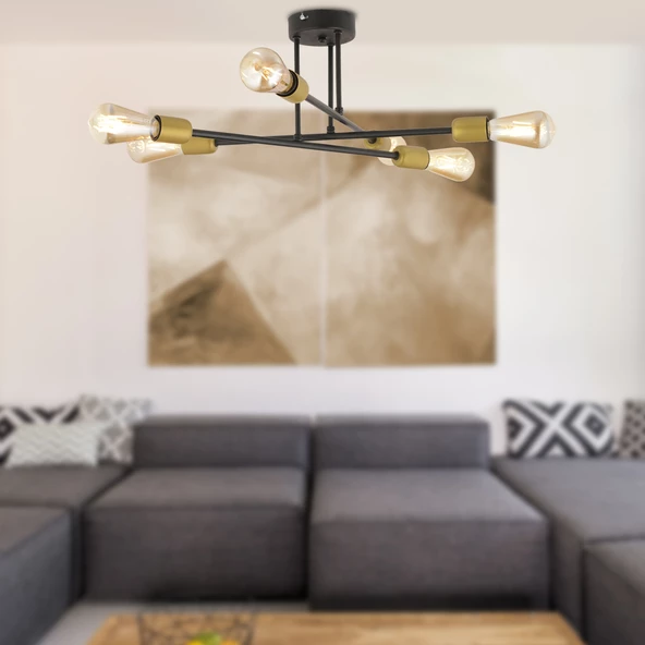 Octopus 6Lı Siyah Modern Genç Odası Yatak Odası Mutfak Retro Salon Avize ürün görseli 1