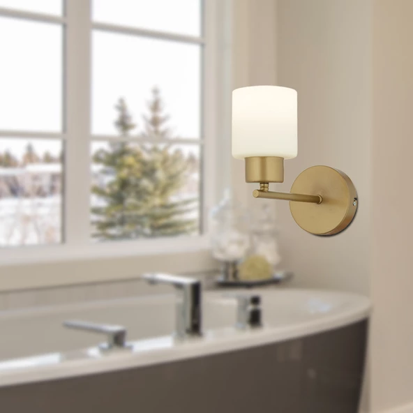 Lima Eskitme Beyaz Cam Duvar Lambası Yatak Odası-Yatak Başı-Banyo İçin Modern Aplik ürün görseli 1
