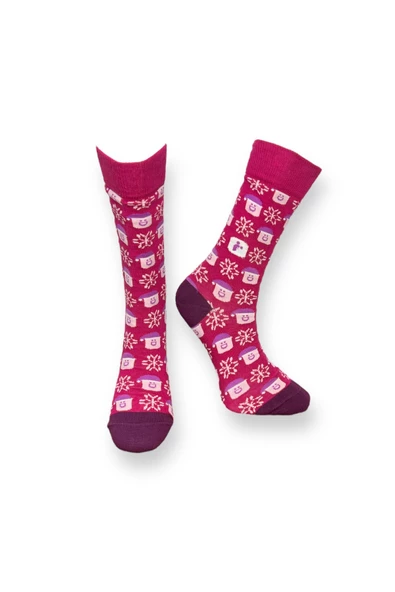 Me-vo Tekli Pembe Renkli Bay/Bayan Unisex Esnek Nem Alabilen Pamuklu Küp Desenli Soket Çorap ürün görseli 1