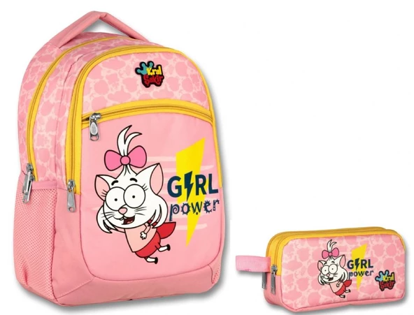 Ümit Çanta Kral Şakir Girl Power Kız Çocuk İlkokul Çantası ve Kalem Çantası İkili Set ürün görseli 1