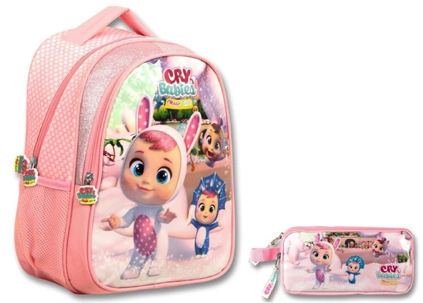 Cry Babies Tavşan Kulaklar Açık Pembe Kız Çocuk İlkokul Çantası ve Kalemlik Seti ürün görseli 1