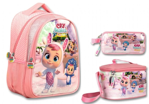 Cry Babies Tavşan Kulaklar Açık Pembe Kız Çocuk Üçlü İlkokul Çanta Seti ürün görseli 1