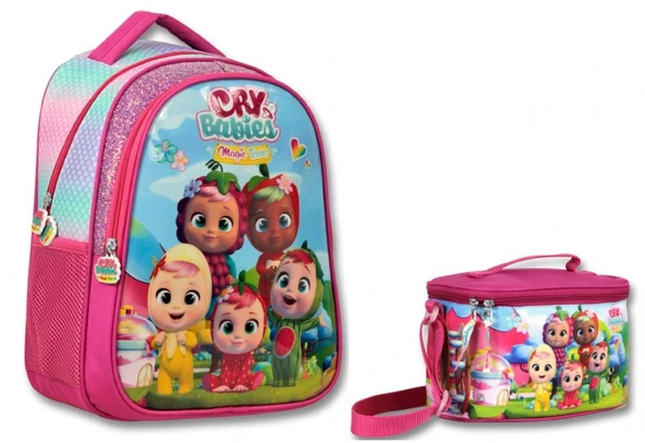 Cry Babies Kız Çocuk Pembe İlkokul Sırt Çantası ve Beslenme Çantası Seti ürün görseli 1