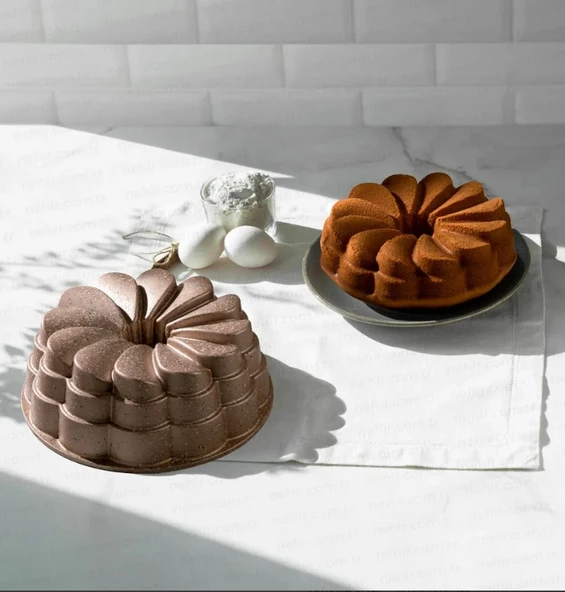 Nehir Manolya Aleminyum Döküm 25 cm Kek kalıbı Rose Gold ürün görseli 1