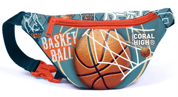 Coral High Nefti Turuncu Basketbol Baskılı Erkek Çocuk Bel Çantası ürün görseli 1