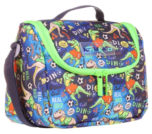 Kaukko Kids Isı Yalıtımlı Erkek Çocuk Yeşil Mavi Dinazor Beslenme Çantası ürün görseli 1