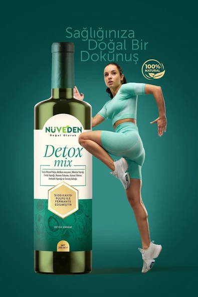 NÜVEDEN Detox Sirke Prebiyotik Ödem Atmaya Ve Kilo Vermeye Yardımcı Kayısı Pulplu 250 ml ürün görseli 1