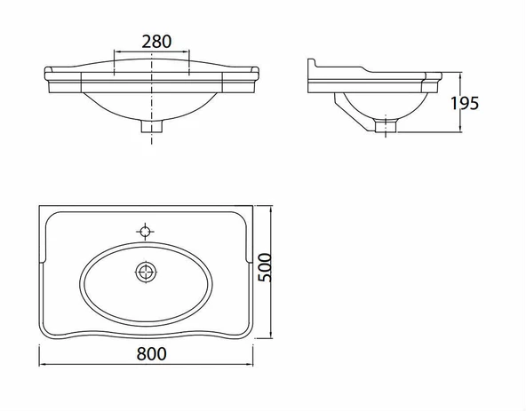 Creavit AN100 Antik Lavabo 100 cm - Resim 2