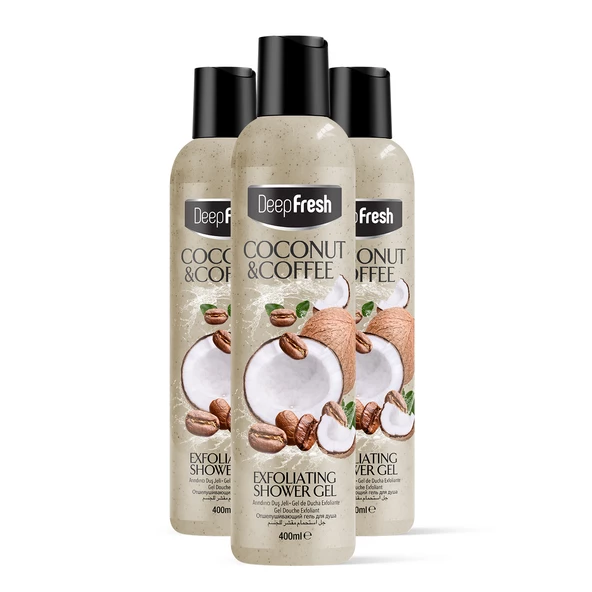 Deep Fresh Arındırıcı Duş Jeli Hindistan Cevizi ve Kahve 3 x 400 ml ürün görseli 1