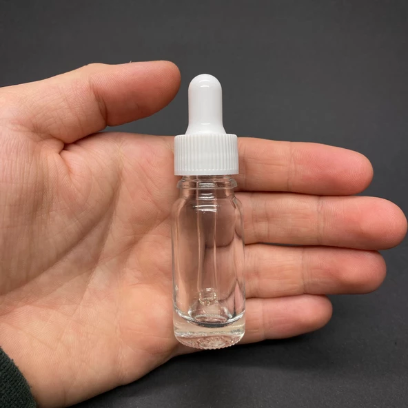 10Ml Beyaz Plastik Kapaklı Şeffaf Cam Damlalıklı Şişe ,  10 Cc Saydam Cam Damlalıklı Şişe x 6 Adet ürün görseli 1