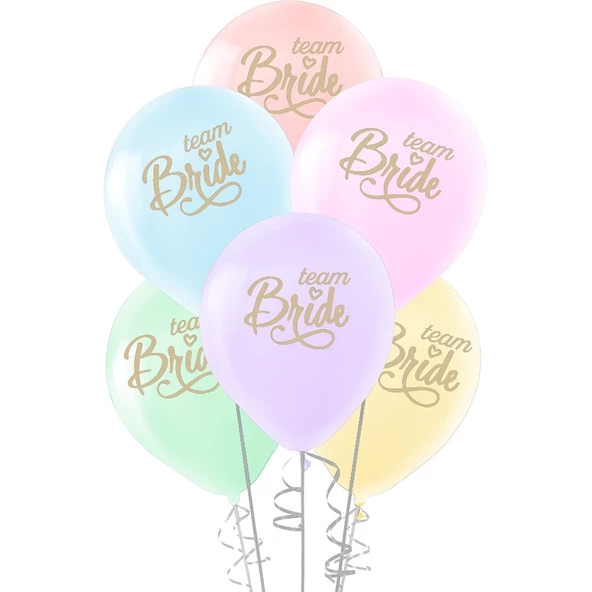 Makaron Team Bride Baskılı Karışık Balon 10 Adet ürün görseli 1