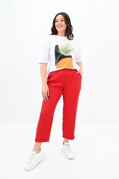 Kadın Büyük Beden Baskı Detaylı T-shirt Takım 8105-24 ürün görseli 1
