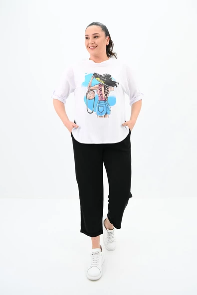 Kadın Büyük Beden Oversize T-shirt Takım 8104-24 ürün görseli 1