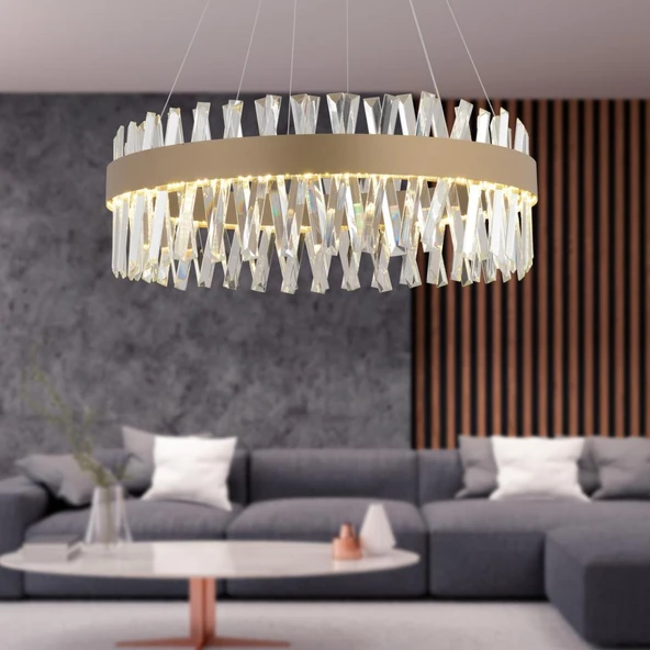 Brampton 60'Lik Eskitme 3 Renkli 112 Watt Ledli Oturma Odası, Salon Avize ürün görseli 1