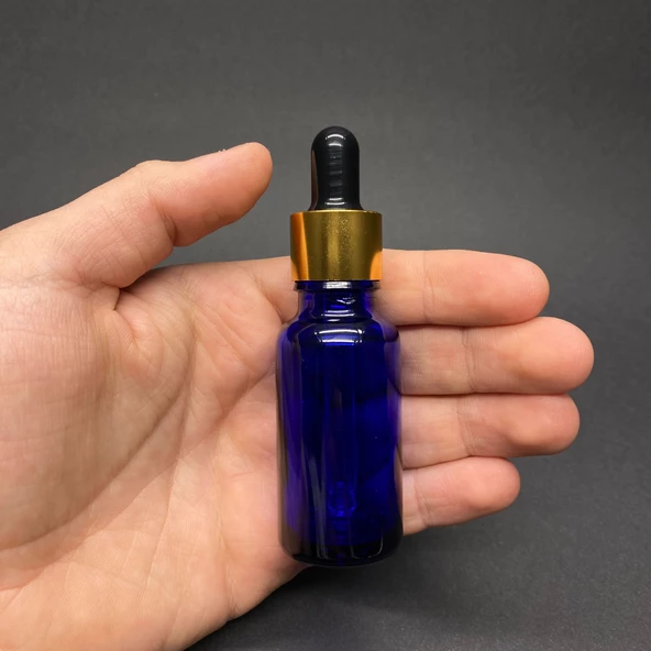 20Ml Mavi Cam Damlalıklı Şişe , Gold Metal Kapak , 20 Cc Mavi Cam Damlalıklı Şişe x 6 Adet ürün görseli 1