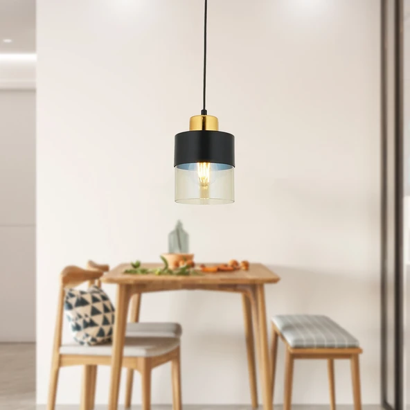 Boris Tekli Siyah Gold Modern Retro Sarkıt Mutfak Salon Sarkıt Avize ürün görseli 1