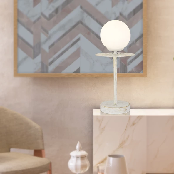 Rakes Beyaz Silme Abajur Salon-Yatak Odası Modern Tasarım Masa Lambası ürün görseli 1