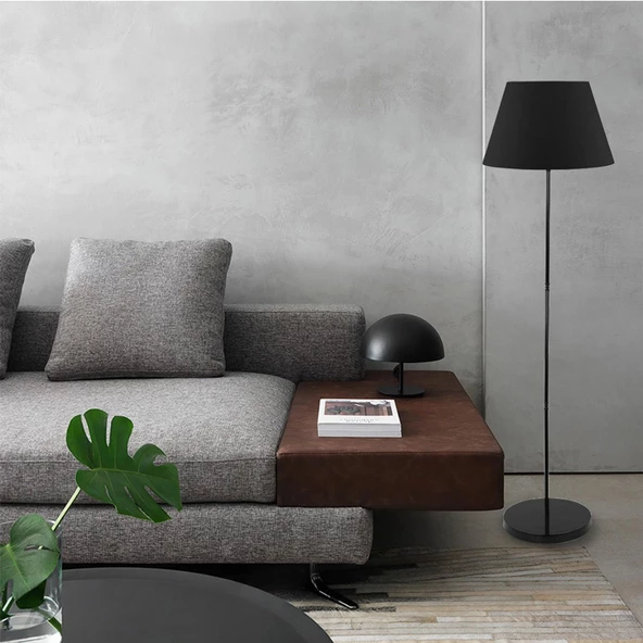 Flora Tekli Siyah Şapkalı Siyah Dekoratif Modern Tasarım Retro Salon Lambader ürün görseli 1
