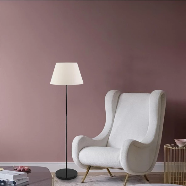 Flora Tekli Beyaz Şapkalı Siyah Dekoratif Modern Tasarım Retro Salon Lambader ürün görseli 1