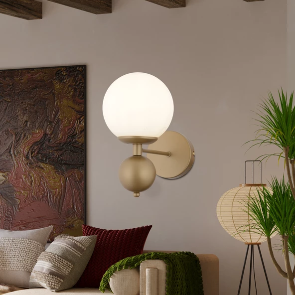 Apliqa Kuvars Tekli Eskitme Beyaz Camlı Modern Yatak Başı Salon Aplik ürün görseli 1