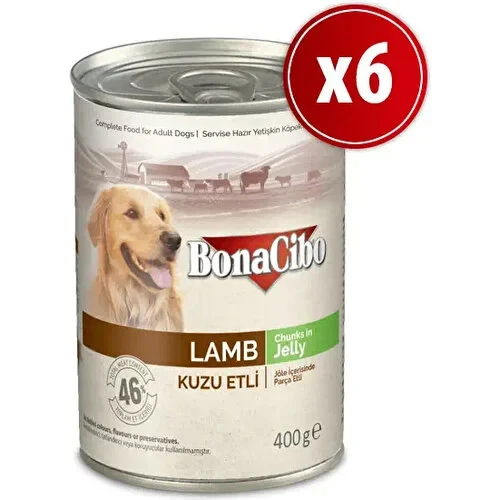 Bonacibo Jöleli Kuzu Etli Yaş Yetişkin Köpek Konserve Maması 400 gr x 6 Adet ürün görseli 1